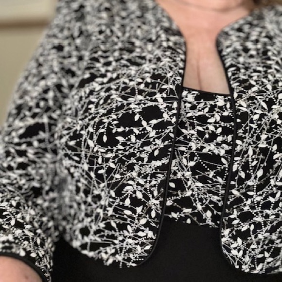 NWT Alex Evenings 2 piece black gown with black and white Jacket - Picture 8 of 10